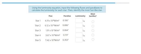 Solved Using the luminosity equation, input the following | Chegg.com