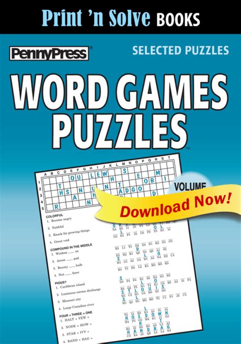 Print N Solve Books Word Games Puzzles Penny Dell Puzzles