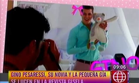 Gino Pesaressi su novia y la pequeña Gía se lucen en la revista Gisela