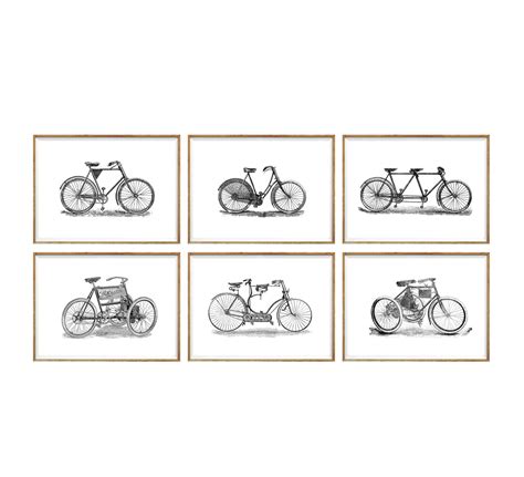 Bike Art Print SET of 6. Bike Prints Set Set of Bike Prints | Etsy