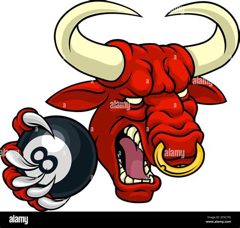 Bull Minotaur Longhorn Cow Pool Mascot Cartoon Stock Vector Image Art