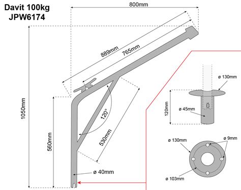 Swivelling Davits Stainless Steel Pair