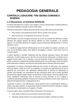 Introduzione Alla Pedagogia Generale Riassunto Introduzione Alla