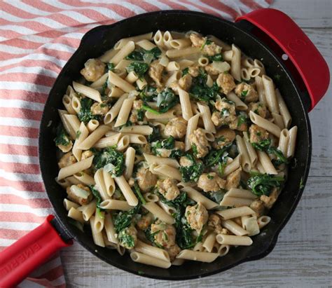 Creamy Chicken Sausage And Spinach Pasta Tastefulventure