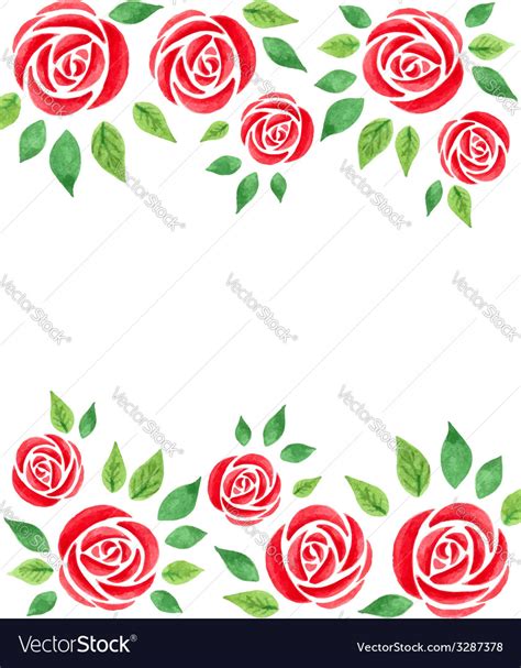 Watercolor Floral Background With Red Roses Vector Image