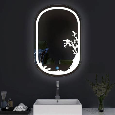 Wall Mounted Led Etching Border Edge Bathroom Mirror Glow Natural White