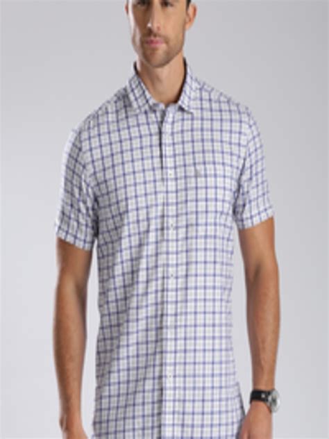 Buy Integriti Men White & Blue Slim Fit Checked Casual Shirt - Shirts for Men 1459840 | Myntra