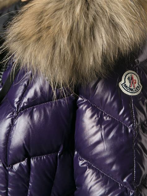 Moncler Belloy Fur Hood Padded Coat In Pink And Purple Purple Lyst