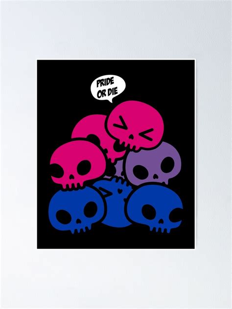 Kawaii Skull Pile Bi Flag Bisexual Pride Stuff Bi Bisexual Pride Or