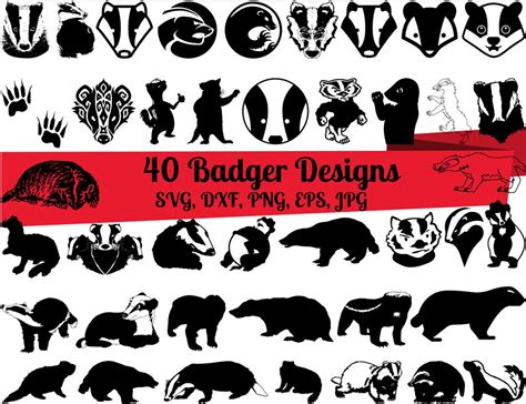 40 Badger Svg Bundle Badger Dxf Badger Png Badger Eps Badger Vector