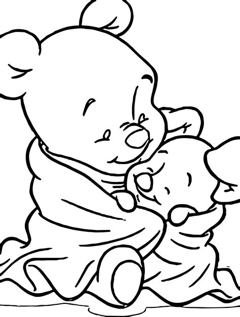 Baby Pooh Piglet Blanket Coloring Page - Wecoloringpage.com