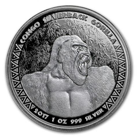 1 oz Silver Congo Silverback Gorilla Coin 2017