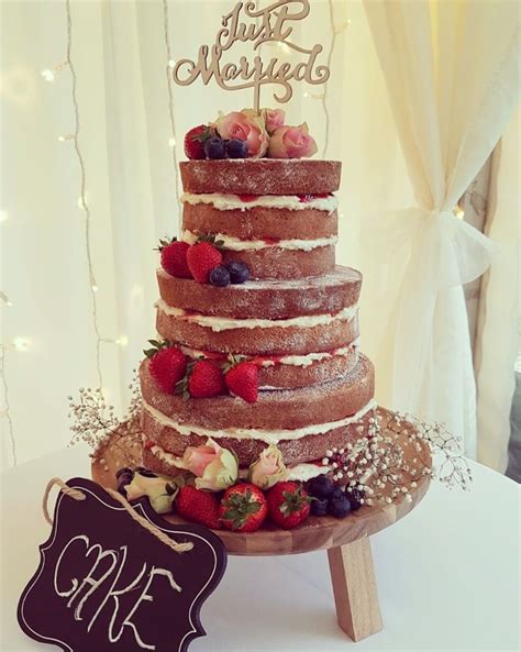 Rustic Tiered Naked Victoria Sponge Wedding Cake