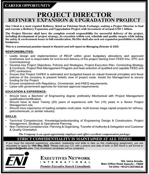 Executive Network International ENI Jobs 2022 2024 Job Advertisement