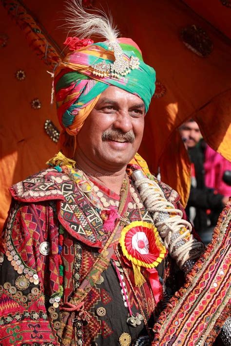 Rajasthani Villager With Colorful Traditional Dress Editorial Stock