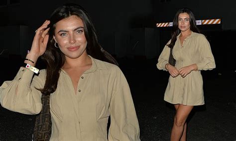 Love Island S Francesca Allen Puts On A Leggy Display In A Khaki Shirt Dress Daily Mail Online