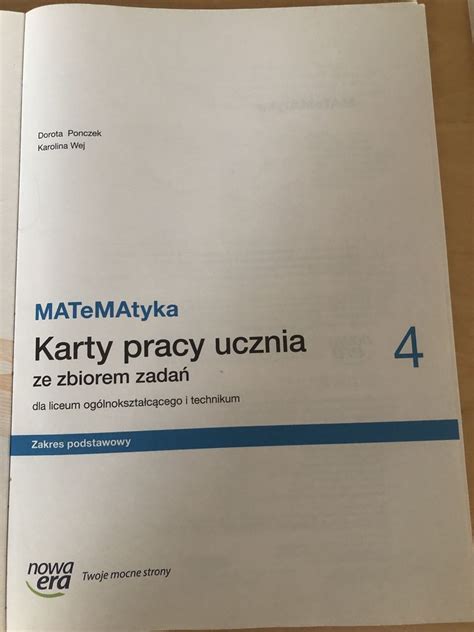 Matematyka karty pracy ucznia ze zbiorem zadań zakres podstawowy 4