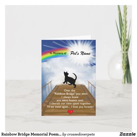 Rainbow Bridge Memorial Poem for Cats Card | Zazzle | Memorial poems ...