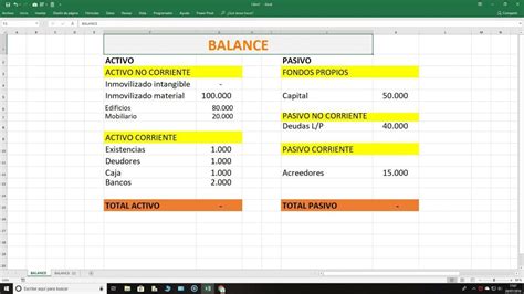 Contabilidad balance y patrimonio introducción y hoja Excel