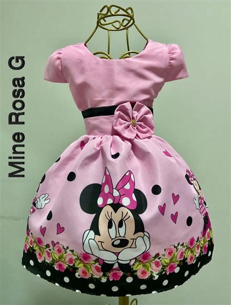 Vestido Temático Infantil Festa Minnie Rosa Elo7