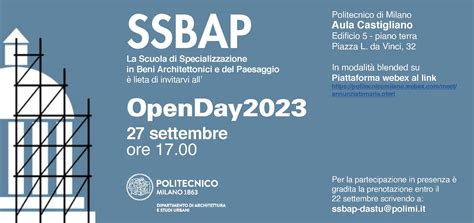 Open Day Scuola Di Specializzazione In Beni Architettonici