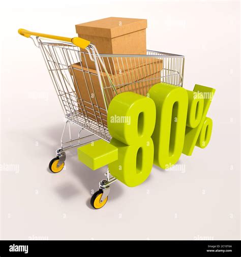 Shopping Cart And 80 Percent Stock Photo Alamy