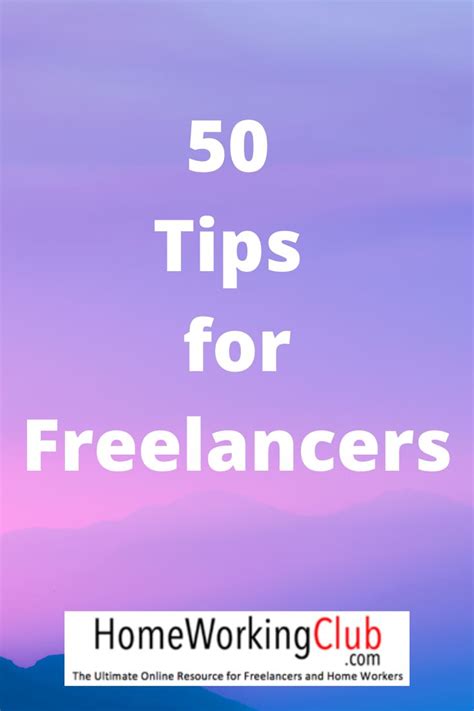 The Words 50 Tips For Freelancers Are In Front Of A Purple And Blue Sky