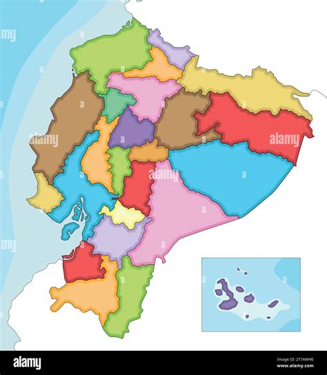 Vector Illustrated Map Of Ecuador With Provinces And Administrative