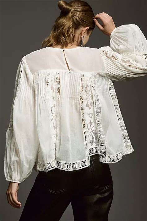 Forever That Girl Long Sleeve Lace Peasant Blouse Peasant Blouses