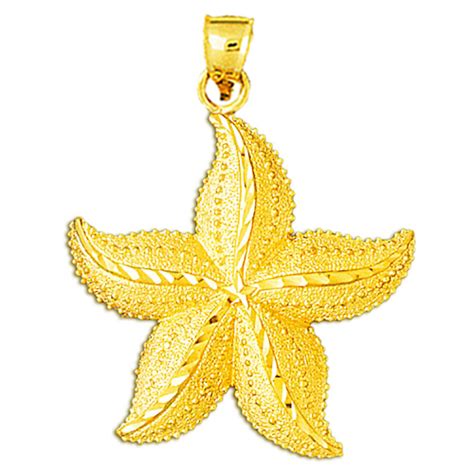 14k Gold 45mm Starfish Pendant