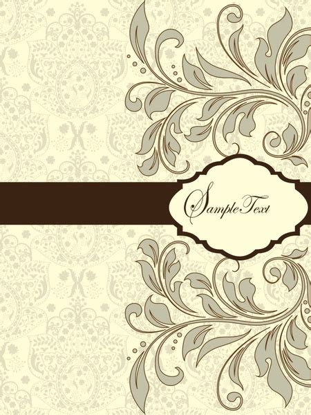 Card Cover Template Elegant Classical Handdrawn Flowers Symmetry