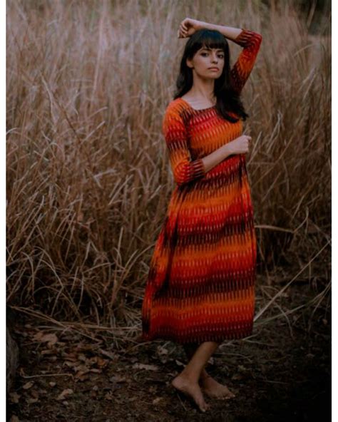 Sunset Hand Woven Ikat Dress By Threeness The Secret Label