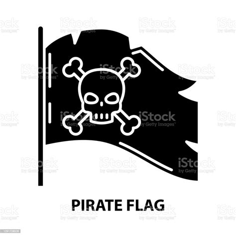 Pirate Flag Icon Black Vector Sign With Editable Strokes Concept