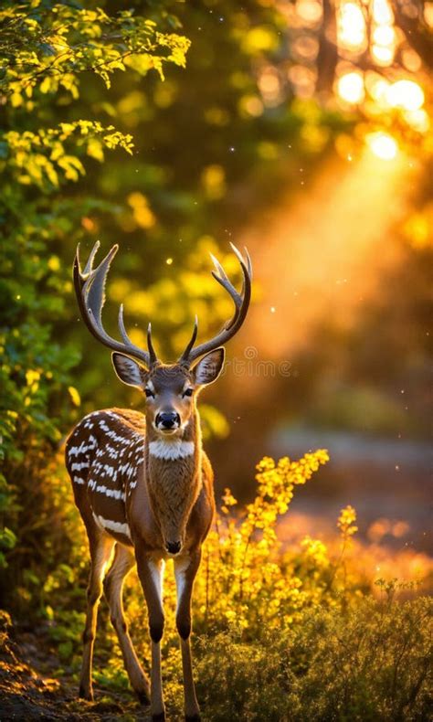 A Deer With Earthy Brown Fur And White Spots On Its Back Standing