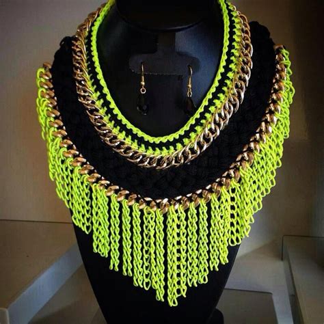 Collar Verde Y Negro Crochet Necklace Statement Necklace Necklace