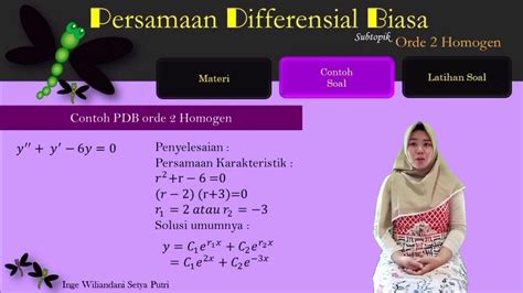 Persamaan Diferensial Biasa Part Pdb Orde Homogen Youtube