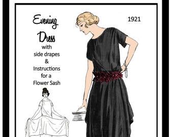 S Flapper Drop Waist Pussy Bow Dress Pdf Sewing Pattern Etsy