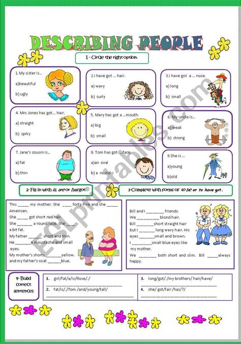 Physical Description Describing People 2 Esl Worksheet By Miss O