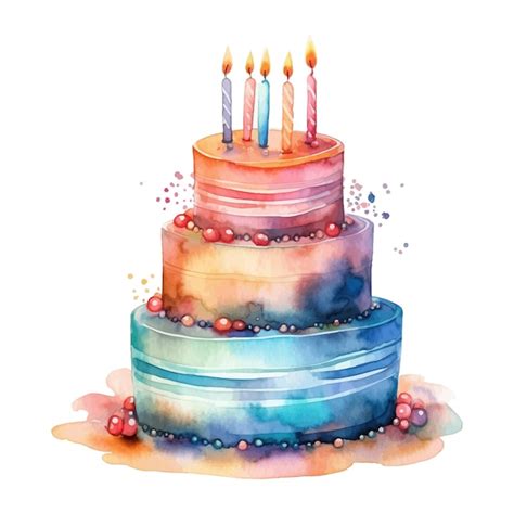 Aquarell kuchen clipart weißer hintergrund Premium Vektor