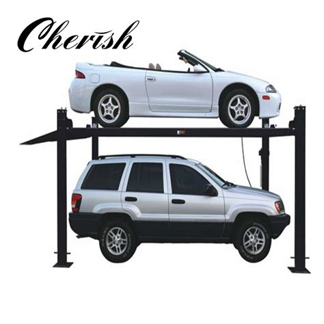 Two Cars Four Post Double Level Hydraulic Garage Car Lift Parking