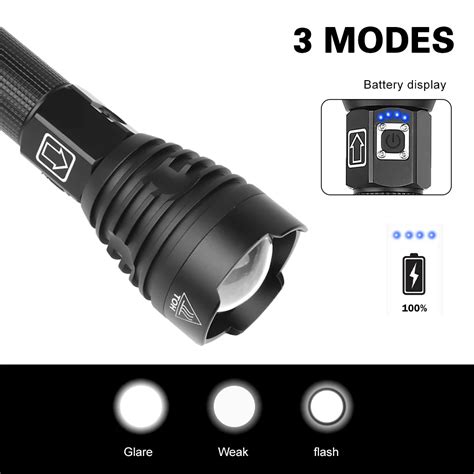 Newest Multi-function Led Flashlight Rechargeable Usb Charging Torch Light Xhp90 Waterproof 500 ...