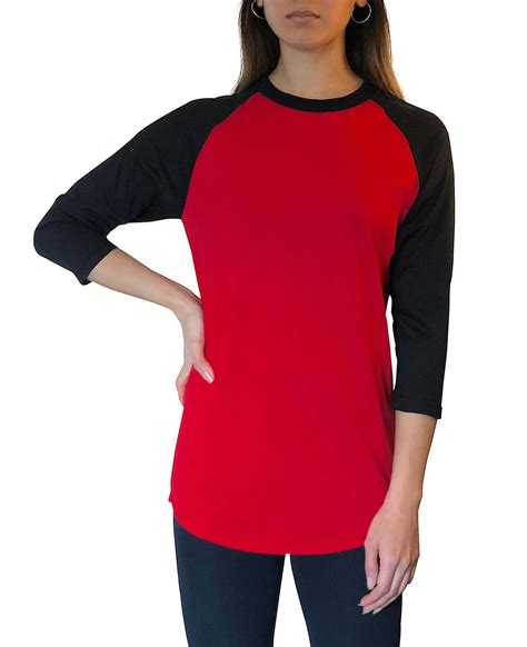 Adult Plain Raglan 3 4 T Shirt Red Black Iltex Apparel