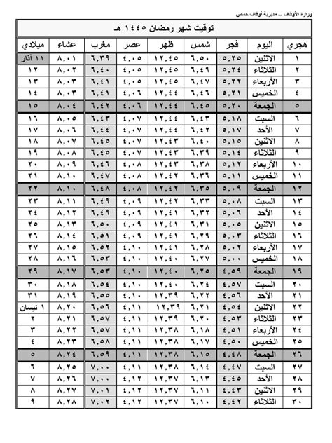 تقويم رمضان 1445 Pdf