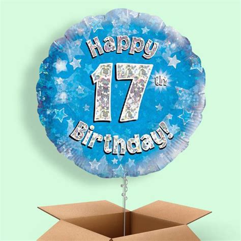 Happy 17th Birthday Blue Stars 18 Balloon In A Box Buy Online