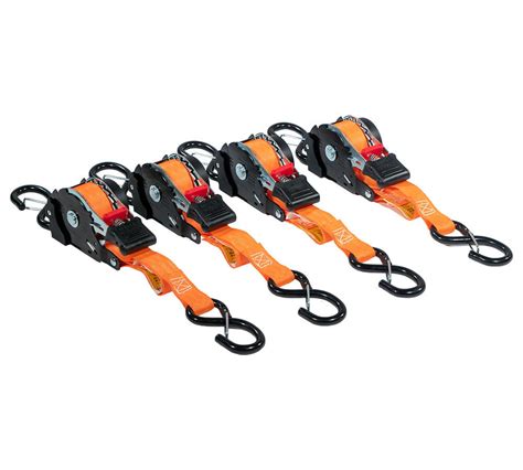 1x12 Retractable Ratchet Straps Kit W Safety S Hook And Loop Handlebar