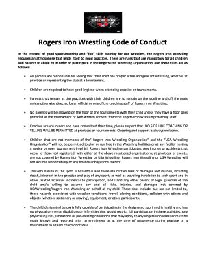 Fillable Online Rogers Iron Wrestling Code Of Conduct Fax Email Print