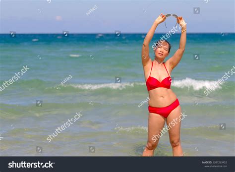 Woman Relax Red Bikini On Beach Stock Photo 1387263452 Shutterstock