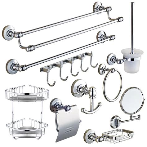 Modern Silver Polished Chrome Bath Hardware Sets Wall Mounted Solid Brass Bathroom Accessories ...