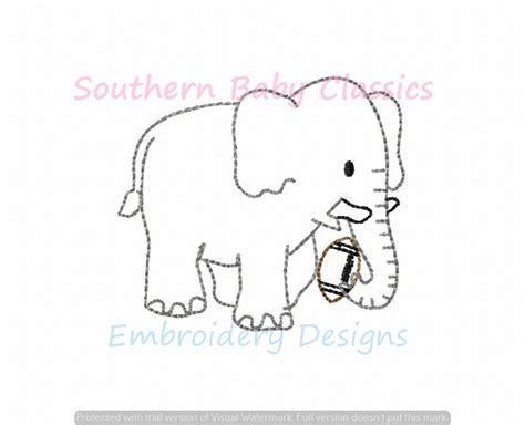 Elephant Girl Holding Football Vintage Stitch Machine Embroidery Design