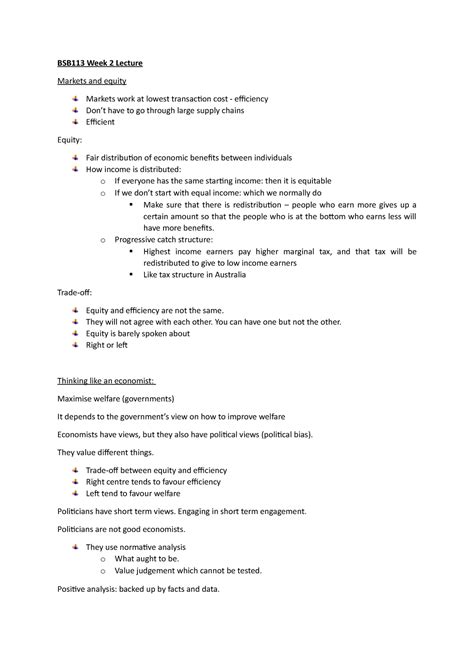 BSB113 Week 2 Lecture BSB113 Week 2 Lecture Markets And Equity